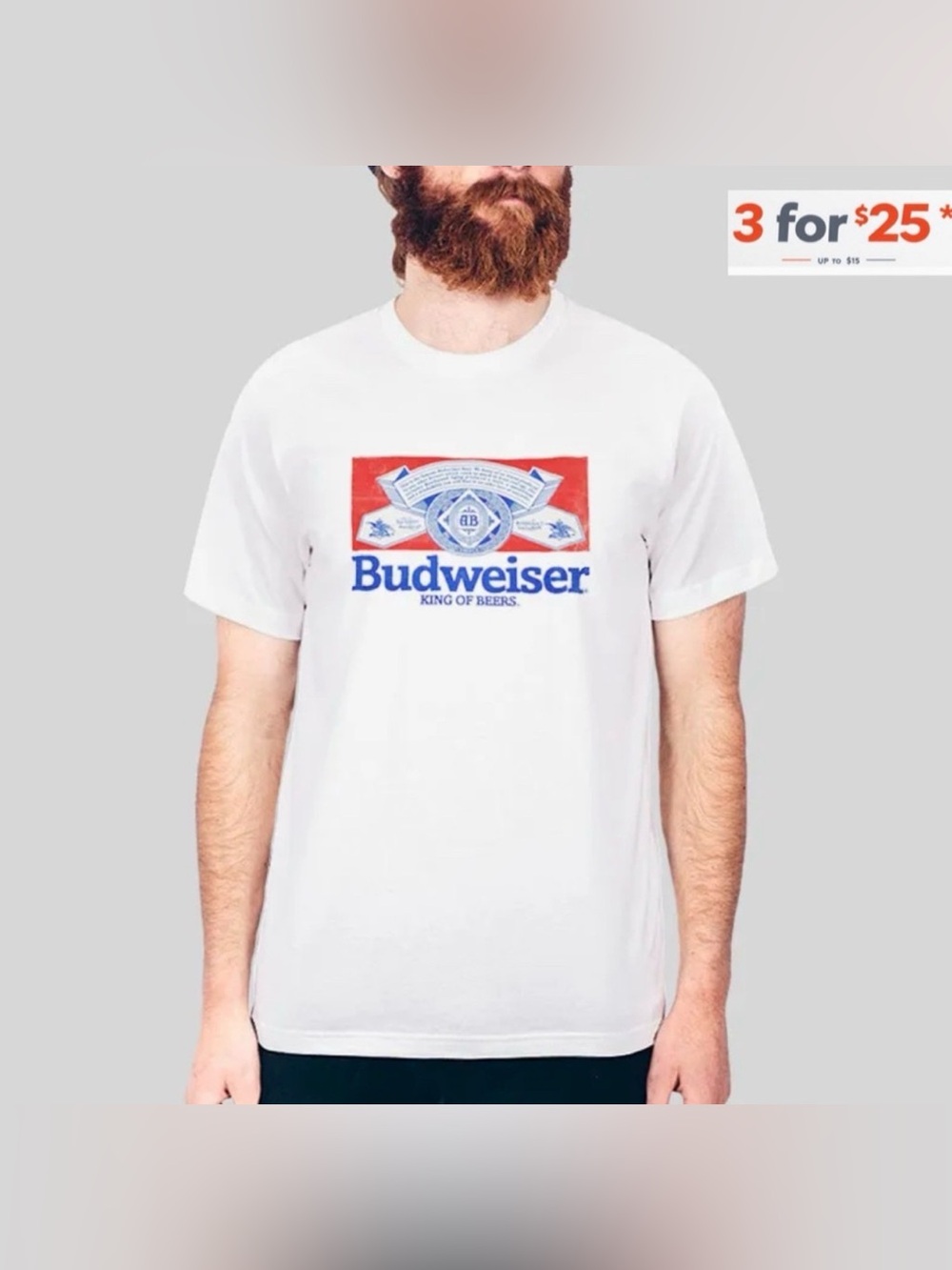 Budweiser White and Red Men's T-Shirt